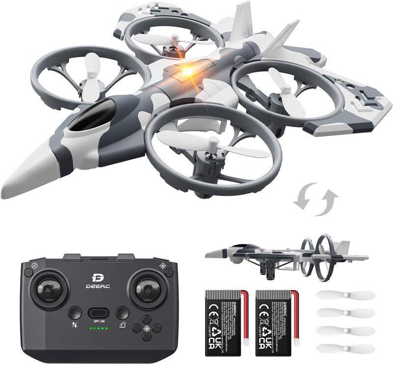 DEERC HT15 Dual-Mode RC Drone for Kids, Air & Land Mini Drone Helicopter Toy, Under 100g No License Needed, with 2 Batteries 14 Mins Flight Time, Altitude Hold, Headless Mode, 3 Speed Levels, 360° Flip, Indoor/Outdoor Beginner Gift - Image 1